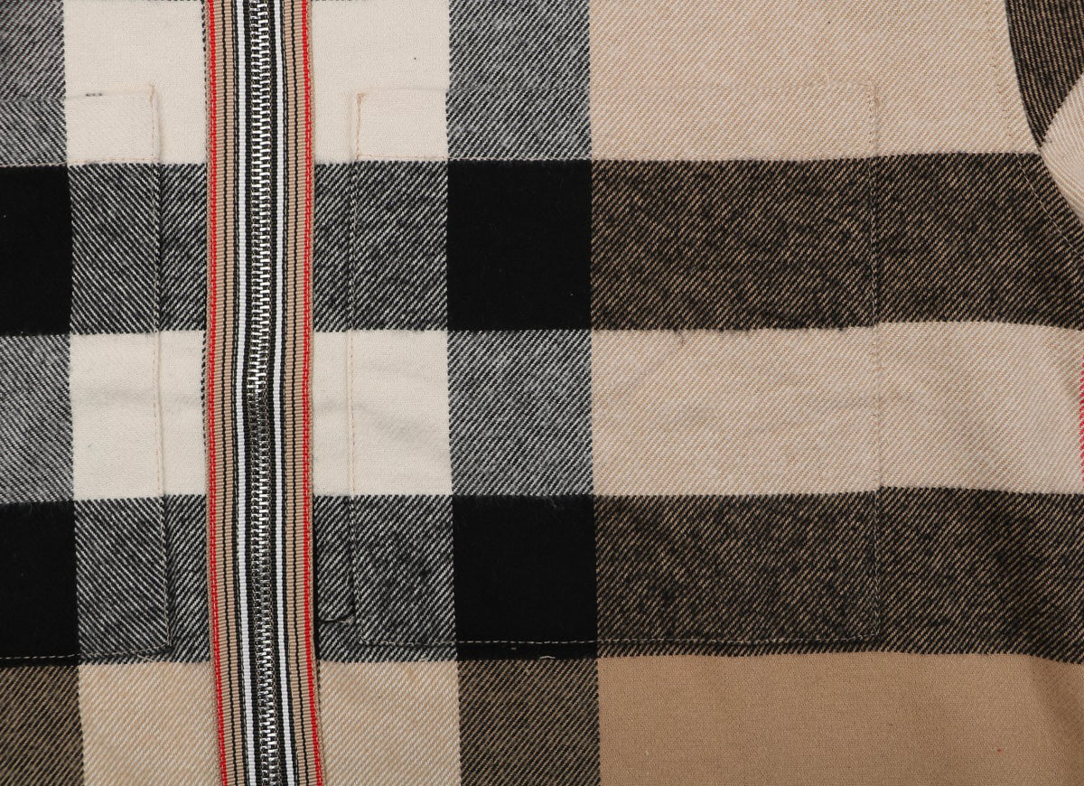 Burberry Vintage Check Maxi Oversized Plaid Zip Jacket Camel