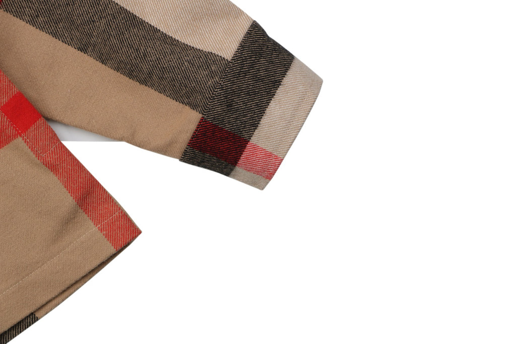 Burberry Vintage Check Maxi Oversized Plaid Zip Jacket Camel