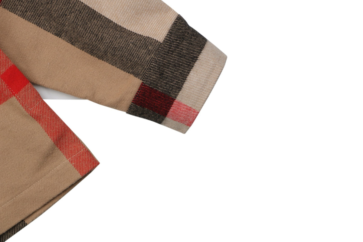 Burberry Vintage Check Maxi Oversized Plaid Zip Jacket Camel