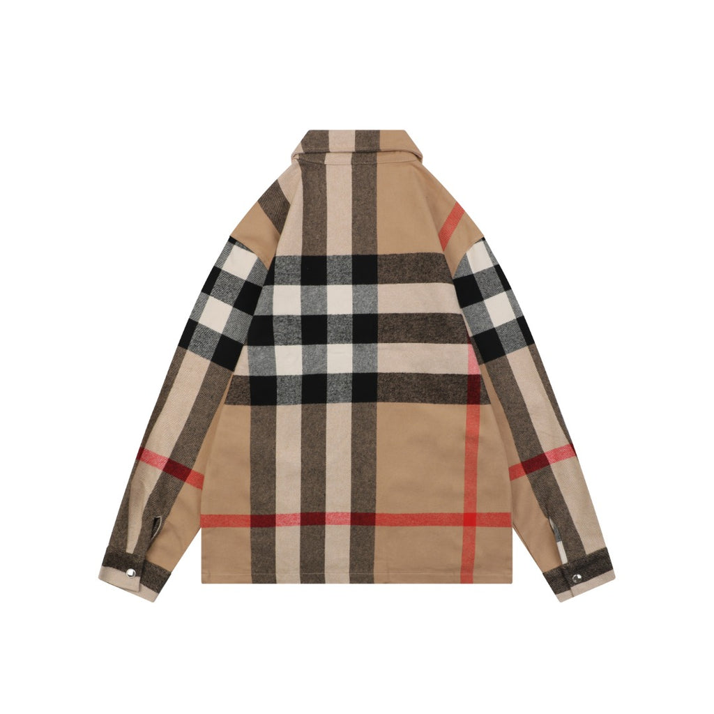 Burberry Vintage Check Maxi Oversized Plaid Zip Jacket Camel