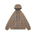 Burberry Vintage Check Reversible Hooded Zip Jacket Camel Black