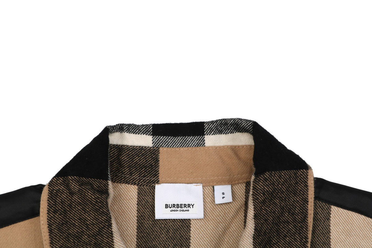 Burberry Vintage Check Maxi Plaid Contrast Pocket Zip Jacket Camel Black