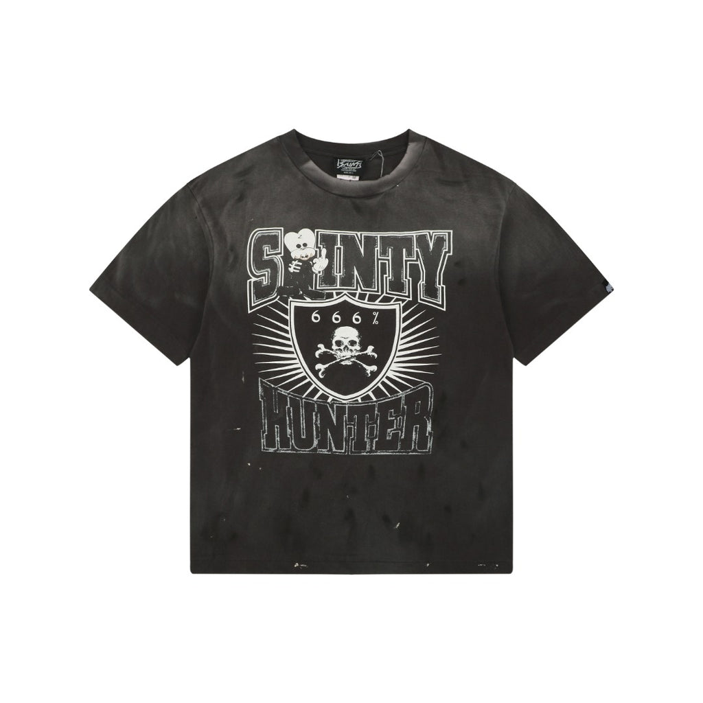 Saint Michael Middle Finger Skull Graphic Short Sleeve Tee