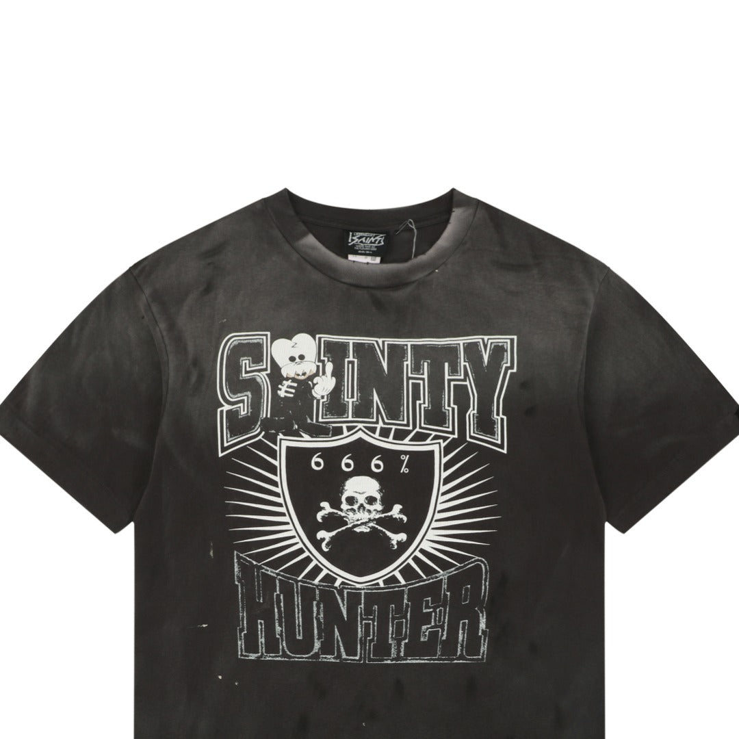 Saint Michael Middle Finger Skull Graphic Short Sleeve Tee
