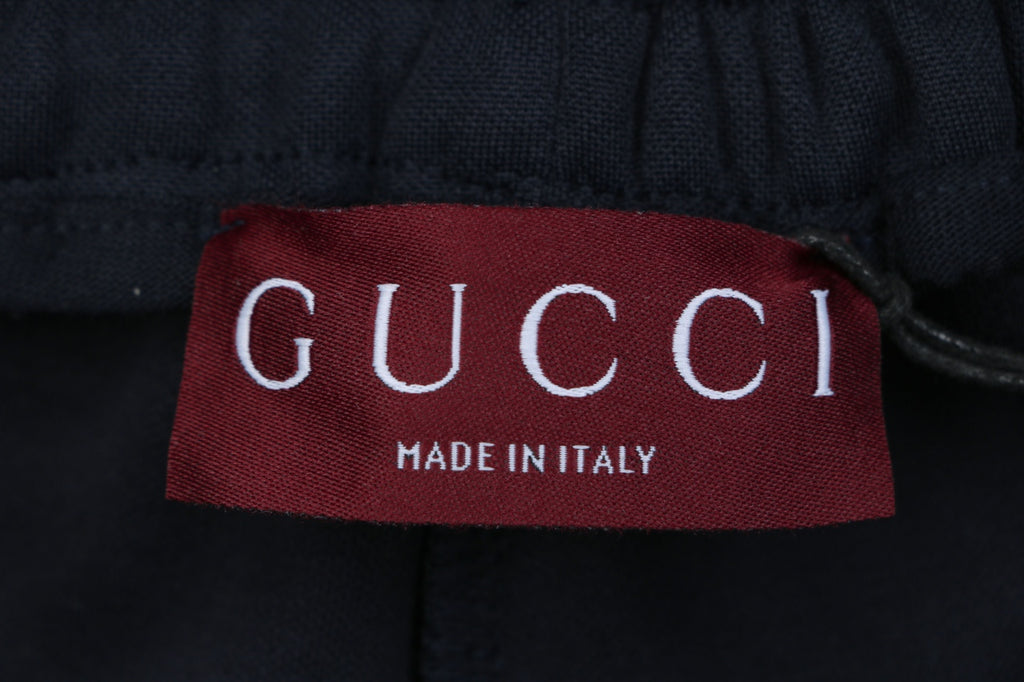 Gucci Interlocking GG Embroidery White Side Panel Shorts Navy