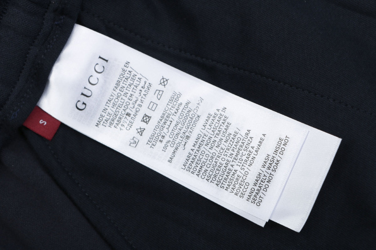 Gucci Interlocking GG Embroidery White Side Panel Shorts Navy
