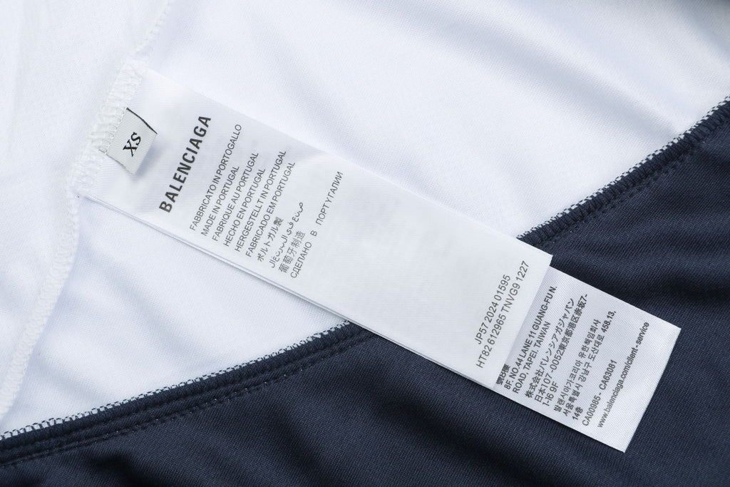 Balenciaga Wheat Spike B Crest Soccer Jersey Short Sleeve Tee Navy