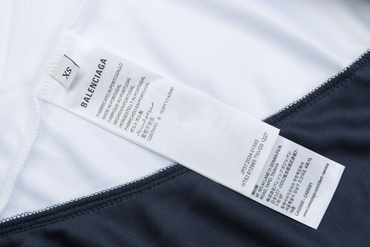 Balenciaga Wheat Spike B Crest Soccer Jersey Short Sleeve Tee Navy