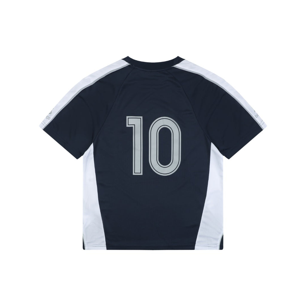 Balenciaga Wheat Spike B Crest Soccer Jersey Short Sleeve Tee Navy
