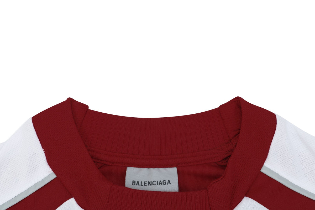 Balenciaga Wheat Spike B Crest Soccer Jersey Short Sleeve Tee Burgundy