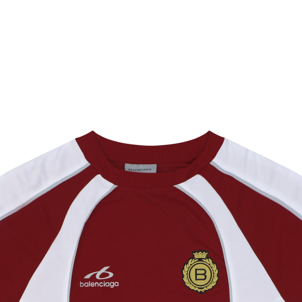 Balenciaga Wheat Spike B Crest Soccer Jersey Short Sleeve Tee Burgundy