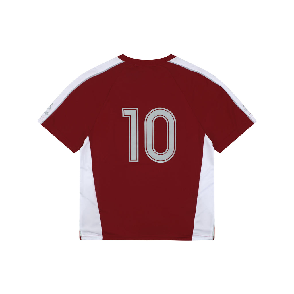 Balenciaga Wheat Spike B Crest Soccer Jersey Short Sleeve Tee Burgundy
