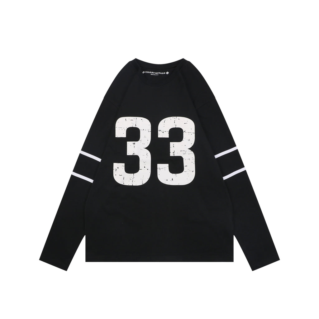 Chrome Hearts Number 33 Sanskrit Cross Graphic Long Sleeve Tee Black