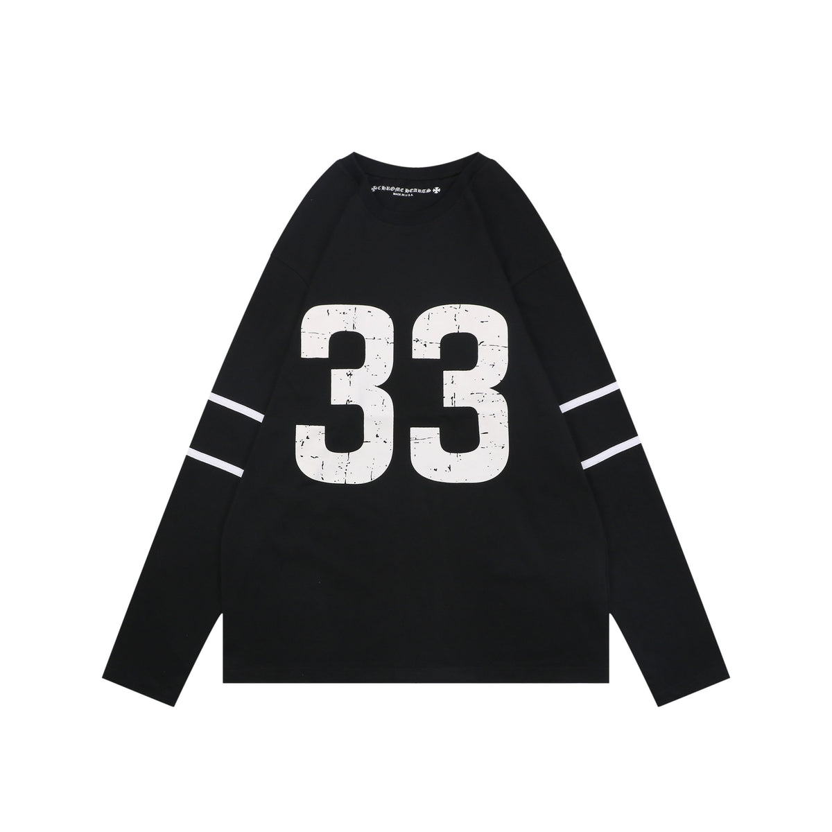 Chrome Hearts Number 33 Sanskrit Cross Graphic Long Sleeve Tee Black