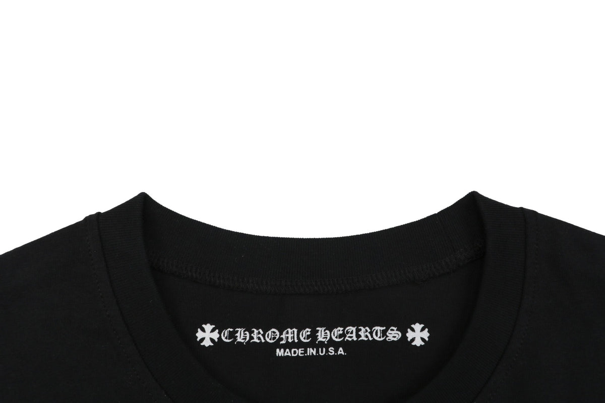 Chrome Hearts Number 33 Sanskrit Cross Graphic Long Sleeve Tee Black