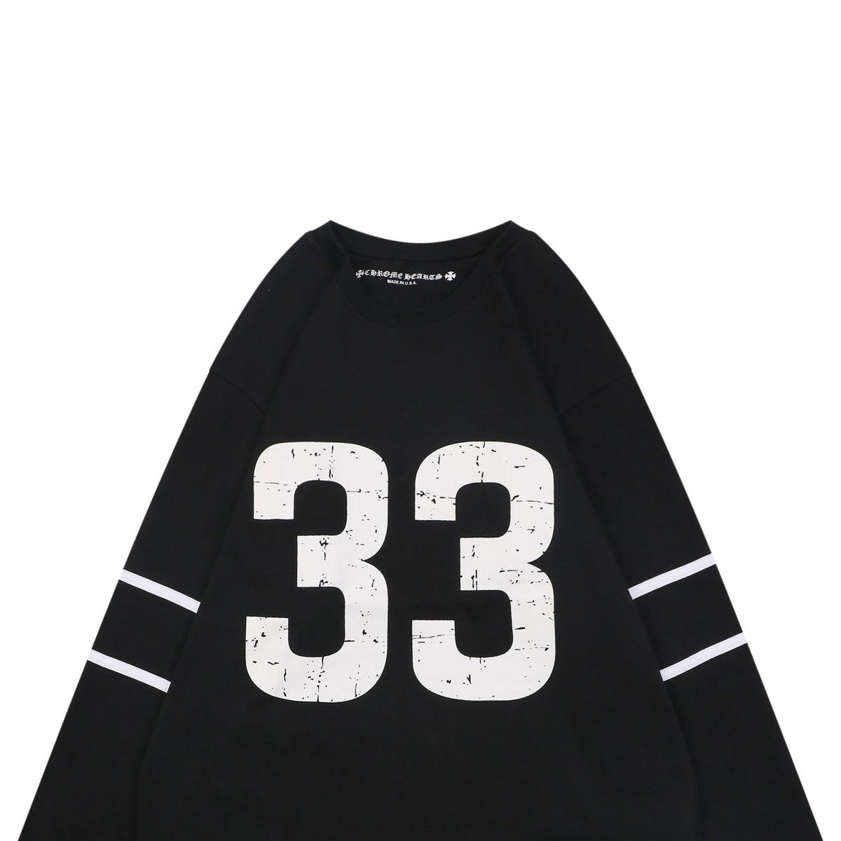 Chrome Hearts Number 33 Sanskrit Cross Graphic Long Sleeve Tee Black