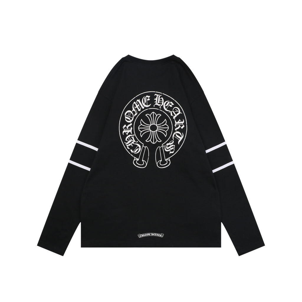 Chrome Hearts Number 33 Sanskrit Cross Graphic Long Sleeve Tee Black