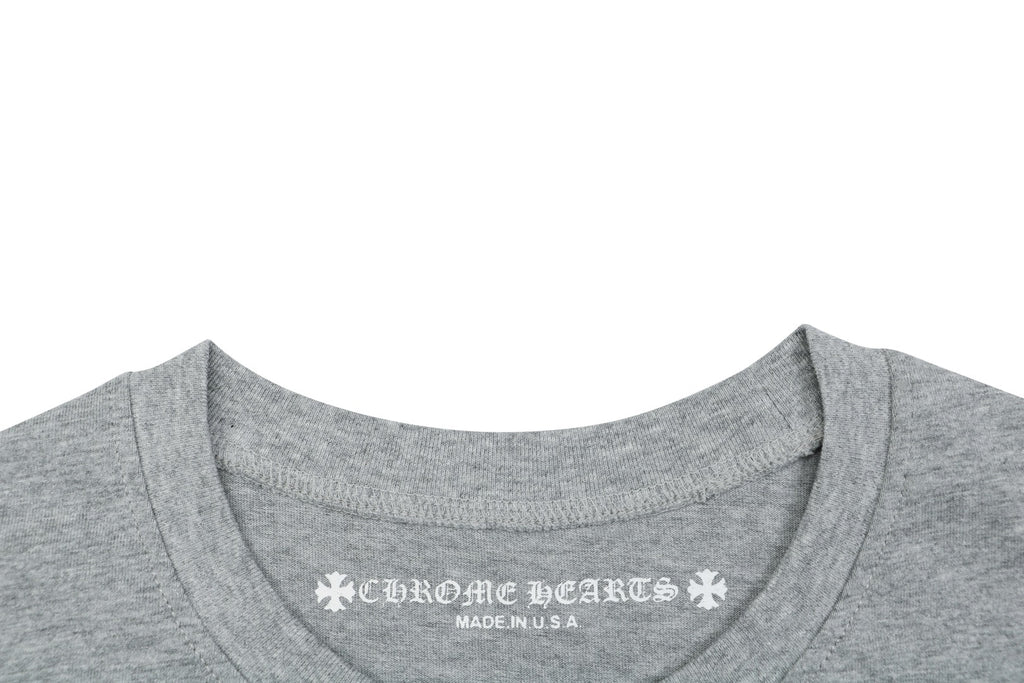 Chrome Hearts Number 33 Sanskrit Cross Graphic Long Sleeve Tee Grey