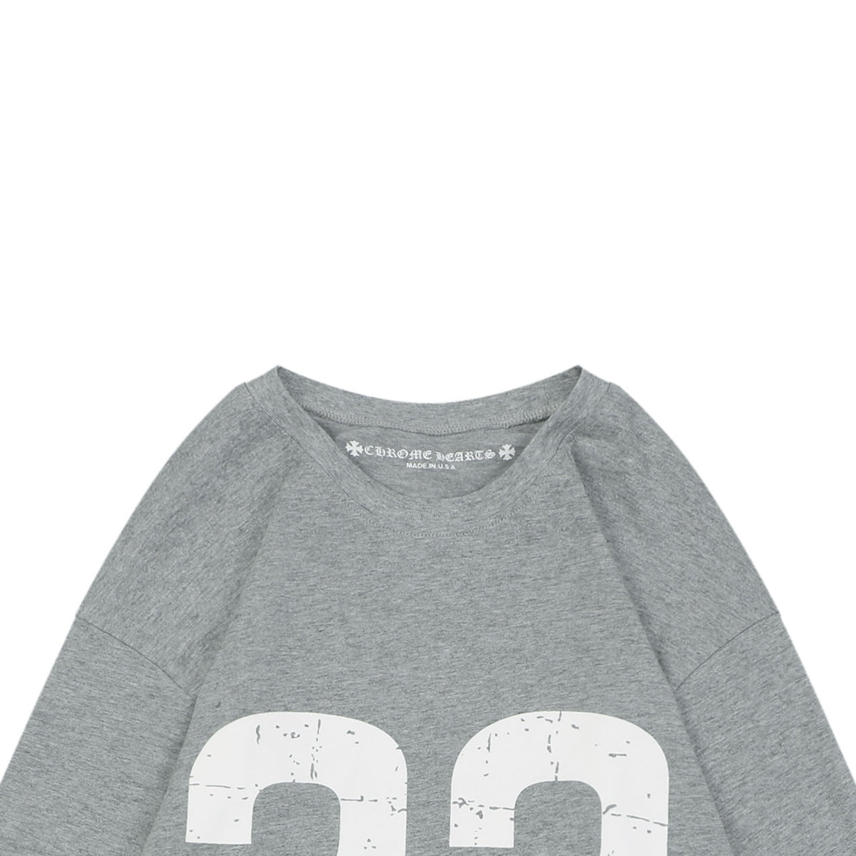 Chrome Hearts Number 33 Sanskrit Cross Graphic Long Sleeve Tee Grey