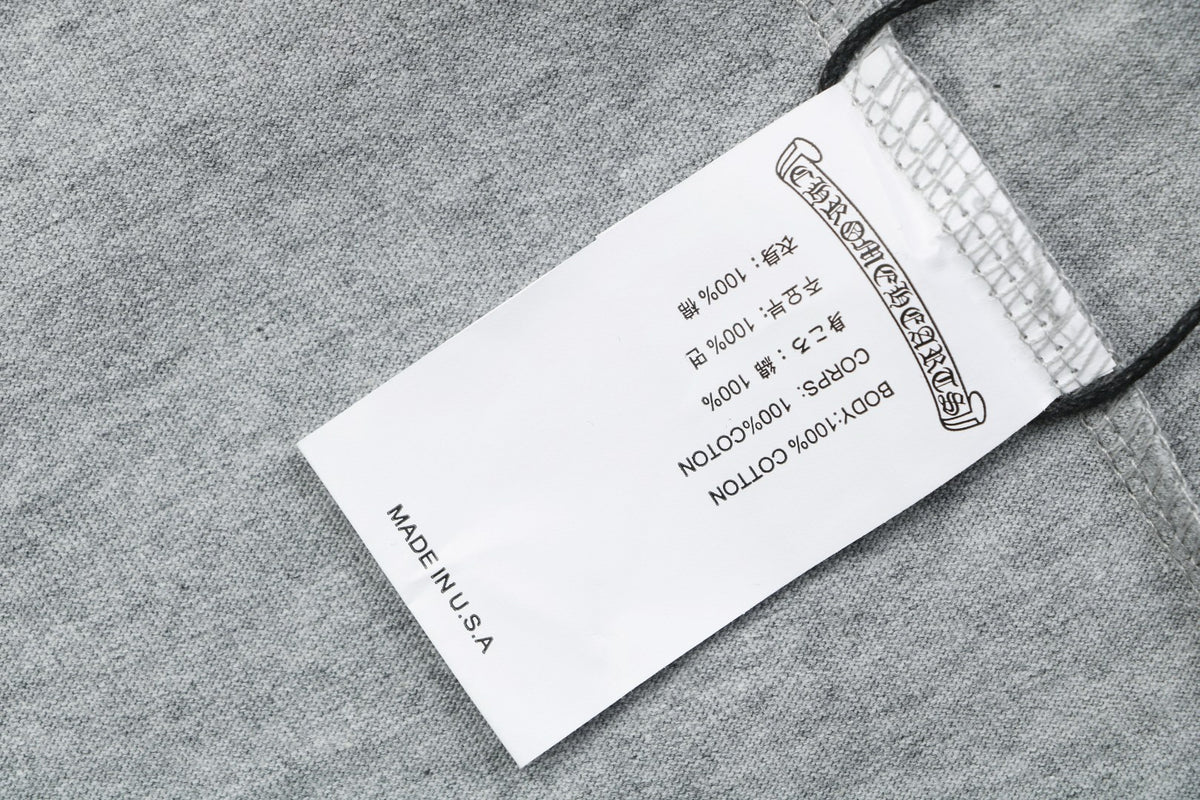 Chrome Hearts Number 33 Sanskrit Cross Graphic Long Sleeve Tee Grey