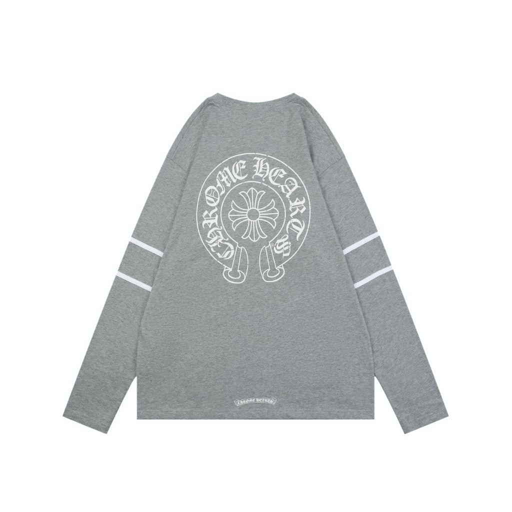 Chrome Hearts Number 33 Sanskrit Cross Graphic Long Sleeve Tee Grey