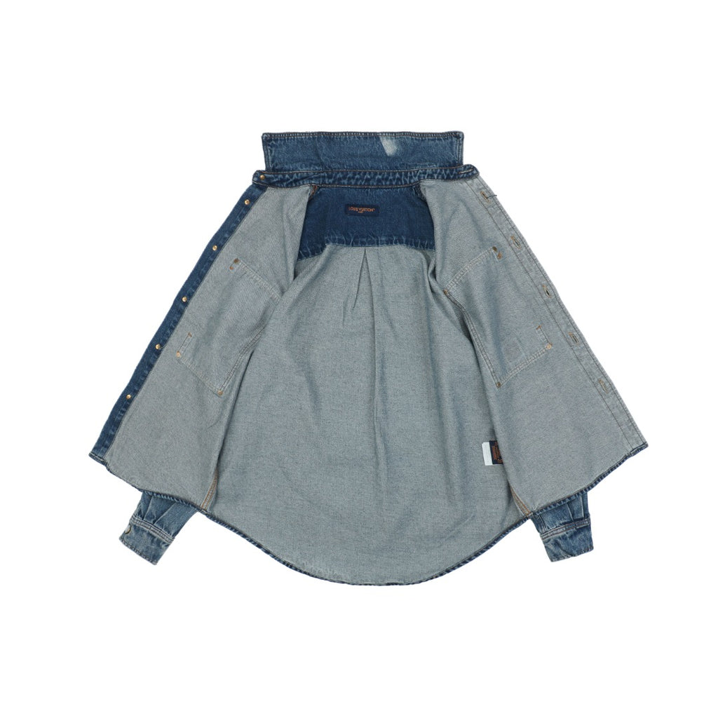 Louis Vuitton 25SS Sun-Faded Patchwork Denim Overshirt Jacket Indigo