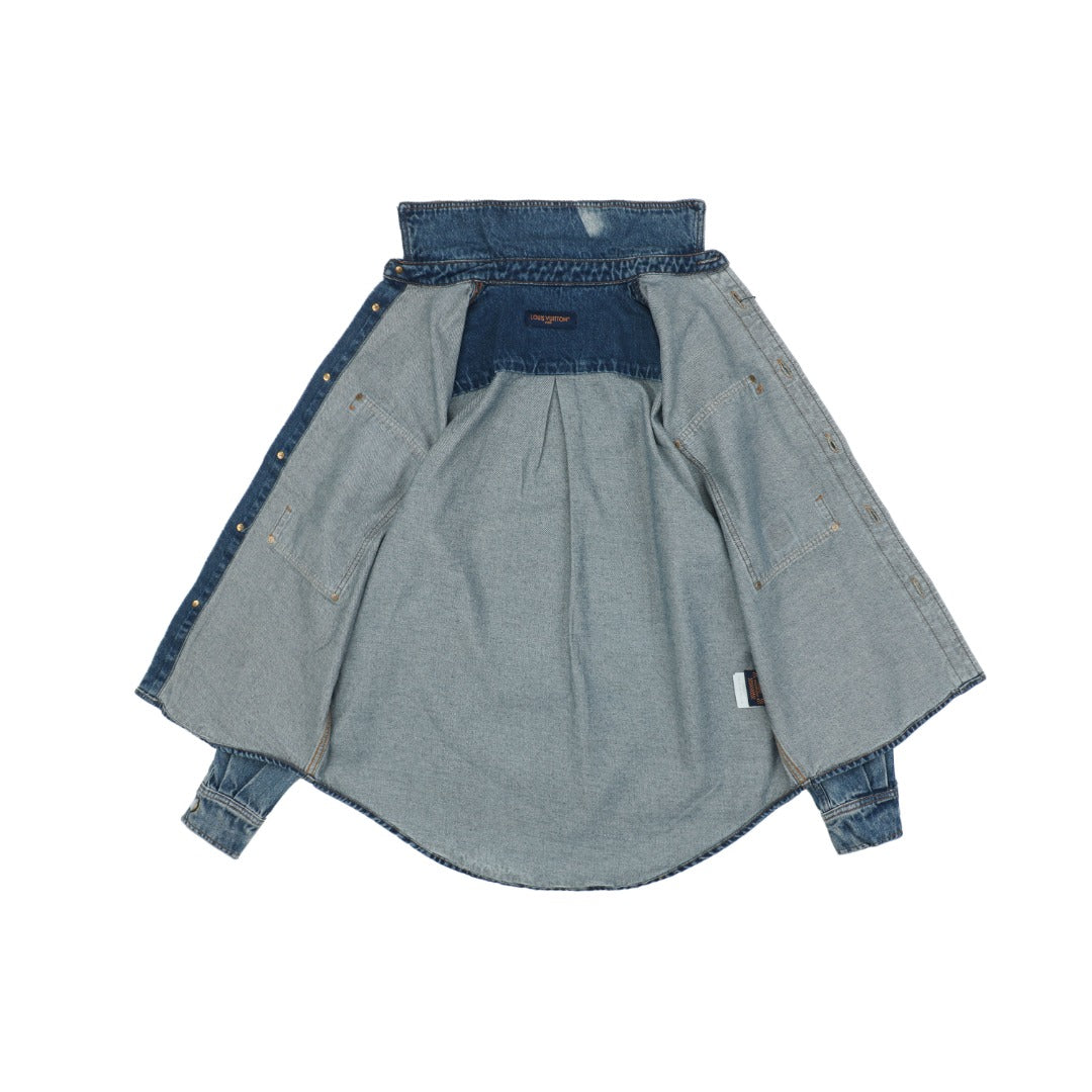 Louis Vuitton 25SS Sun-Faded Patchwork Denim Overshirt Jacket Indigo