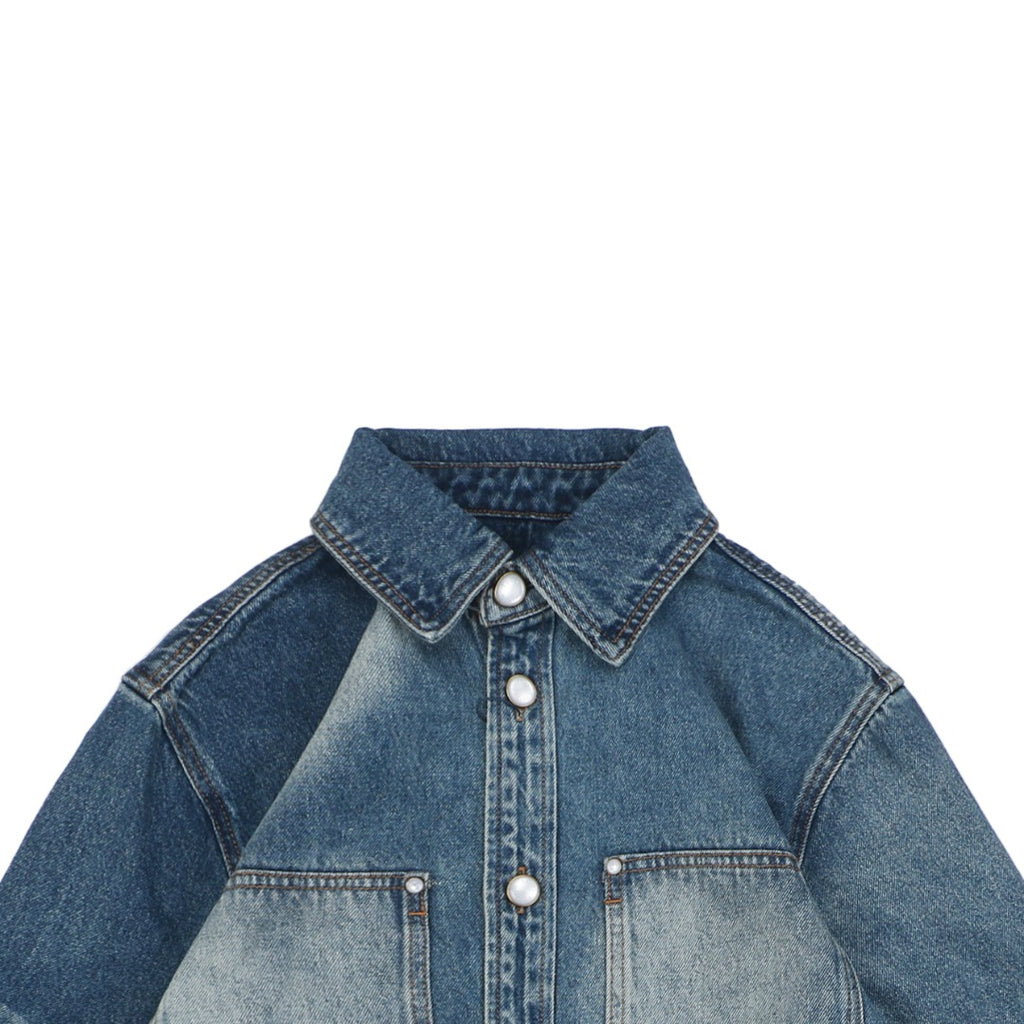 Louis Vuitton 25SS Sun-Faded Patchwork Denim Overshirt Jacket Indigo