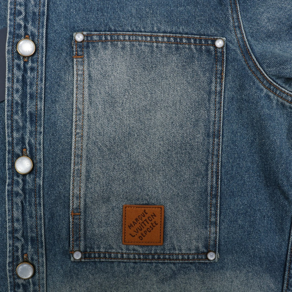 Louis Vuitton 25SS Sun-Faded Patchwork Denim Overshirt Jacket Indigo