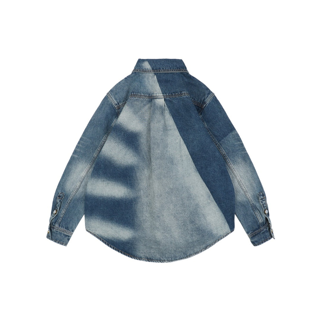 Louis Vuitton 25SS Sun-Faded Patchwork Denim Overshirt Jacket Indigo
