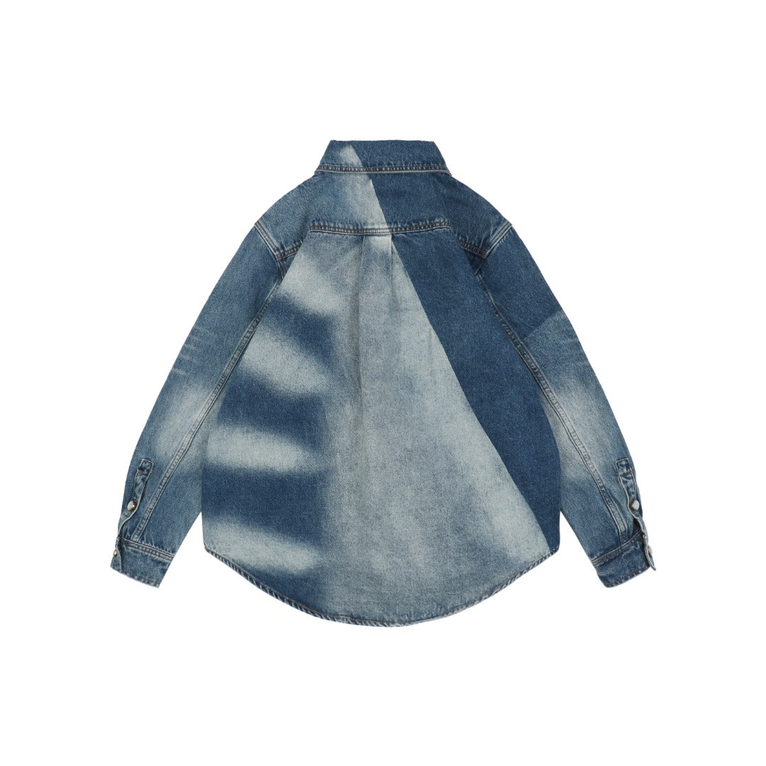 Louis Vuitton 25SS Sun-Faded Patchwork Denim Overshirt Jacket Indigo