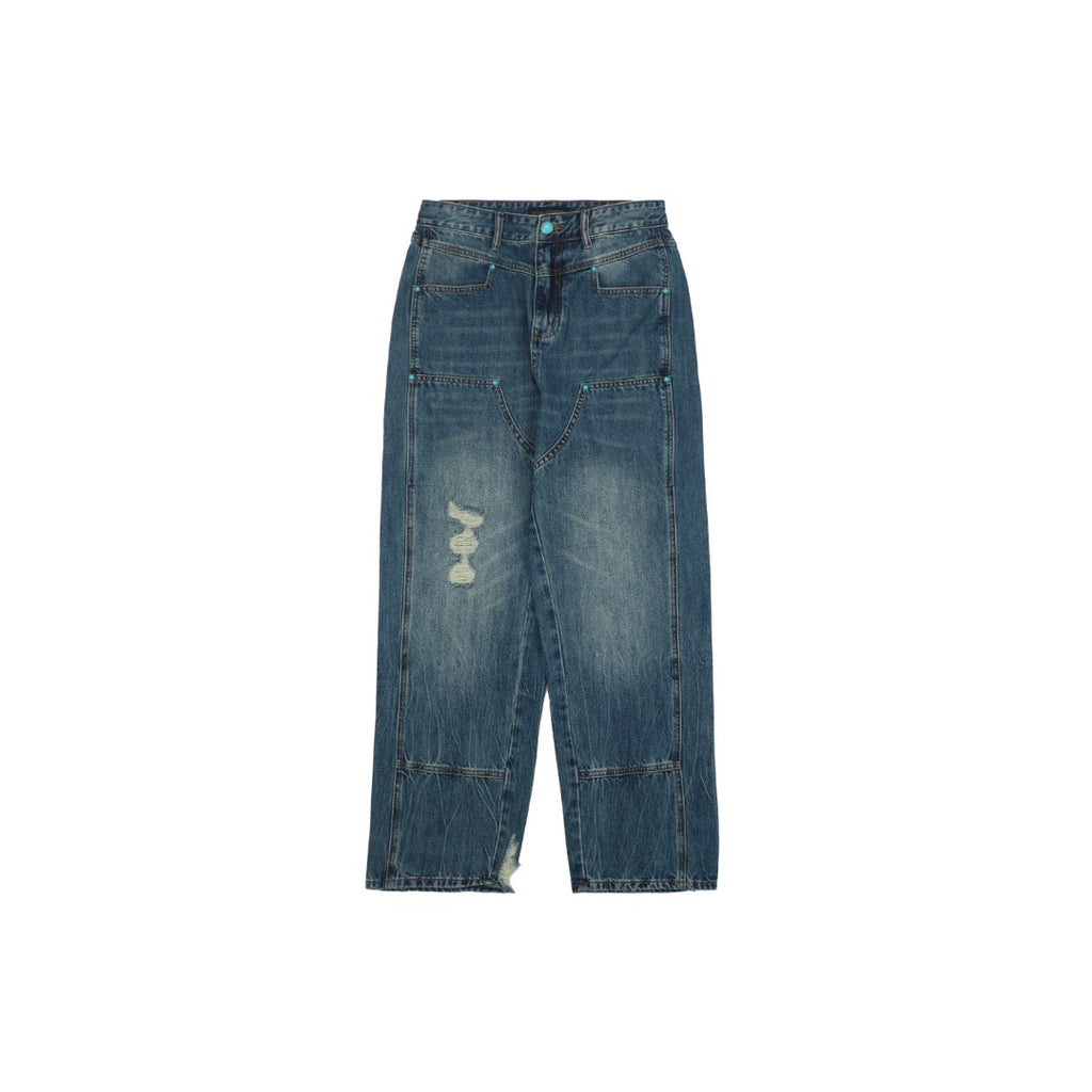 Louis Vuitton 24FW Turquoise Button Washed Carpenter Denim Jeans Indigo