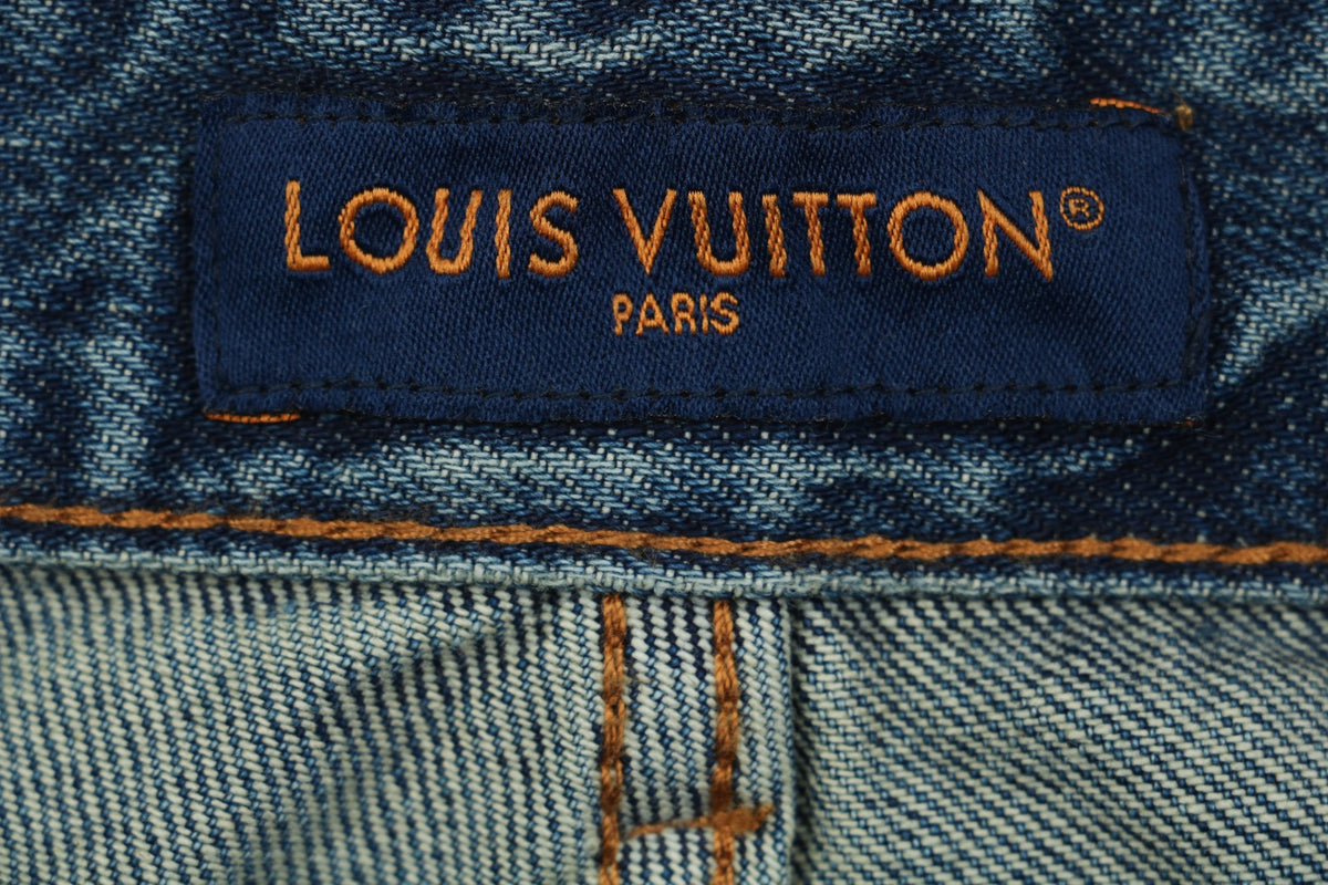 Louis Vuitton 24FW Turquoise Button Washed Carpenter Denim Jeans Indigo