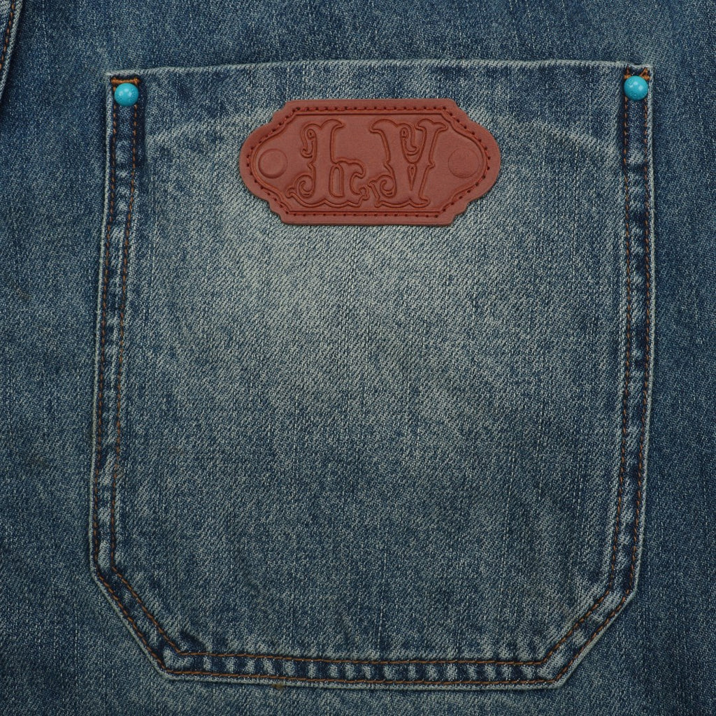 Louis Vuitton 24FW Turquoise Button Washed Carpenter Denim Jeans Indigo