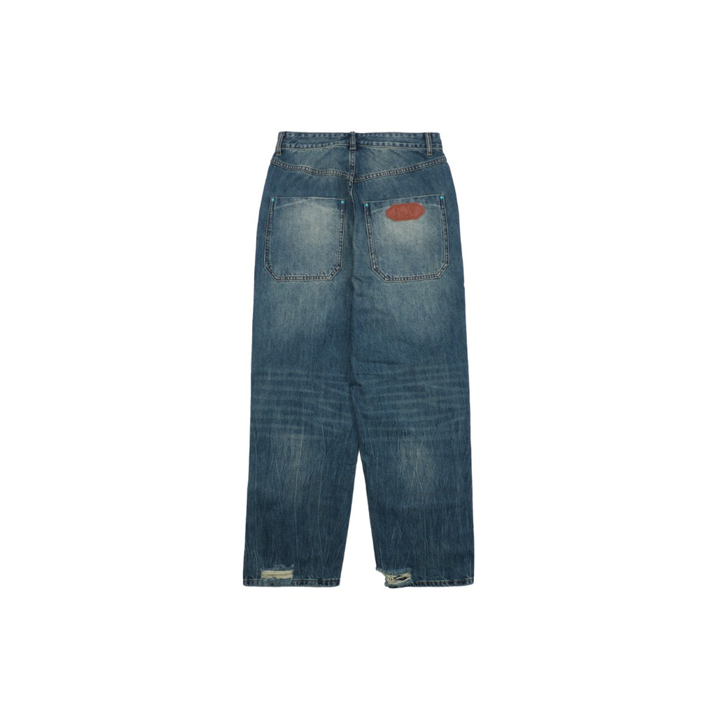 Louis Vuitton 24FW Turquoise Button Washed Carpenter Denim Jeans Indigo