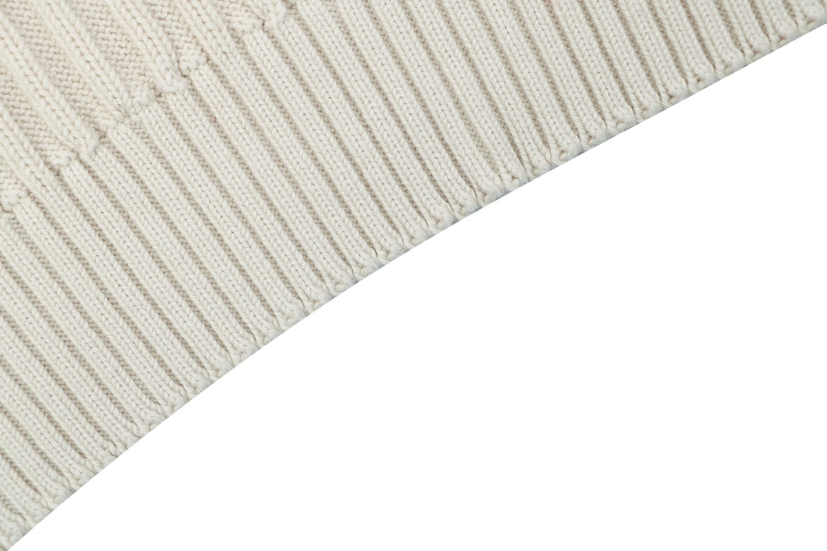Balenciaga Orbit Logo Pointelle Rib-Knit Half-Zip Sweater Cream
