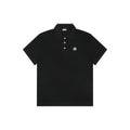 Moncler Woven Trim Button Piqué Polo Short Sleeve Tee Black