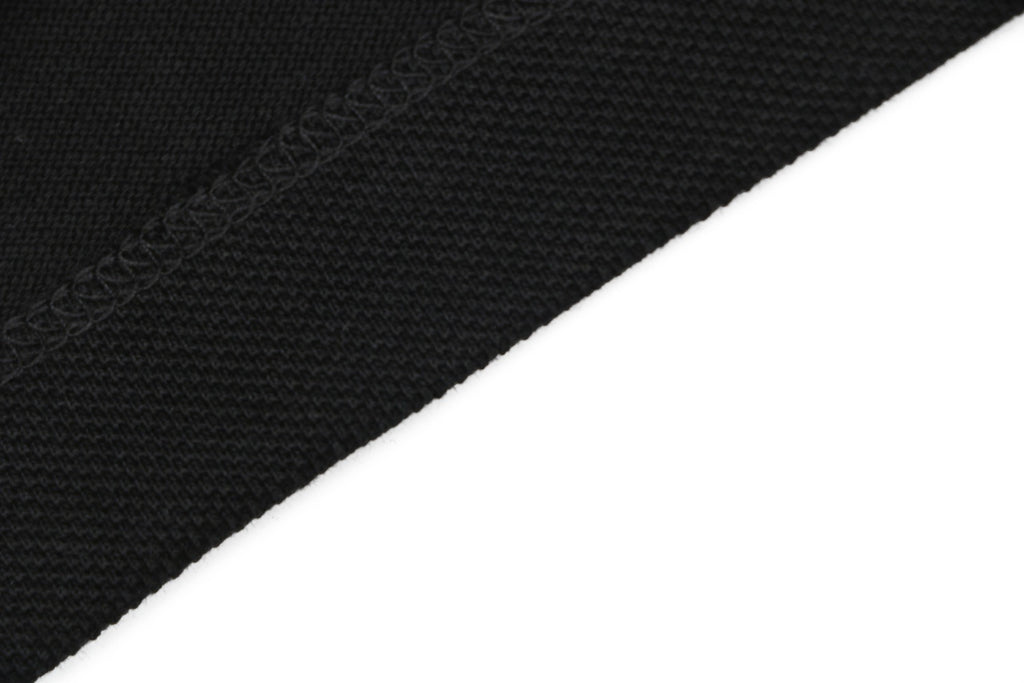 Moncler Woven Trim Button Piqué Polo Short Sleeve Tee Black