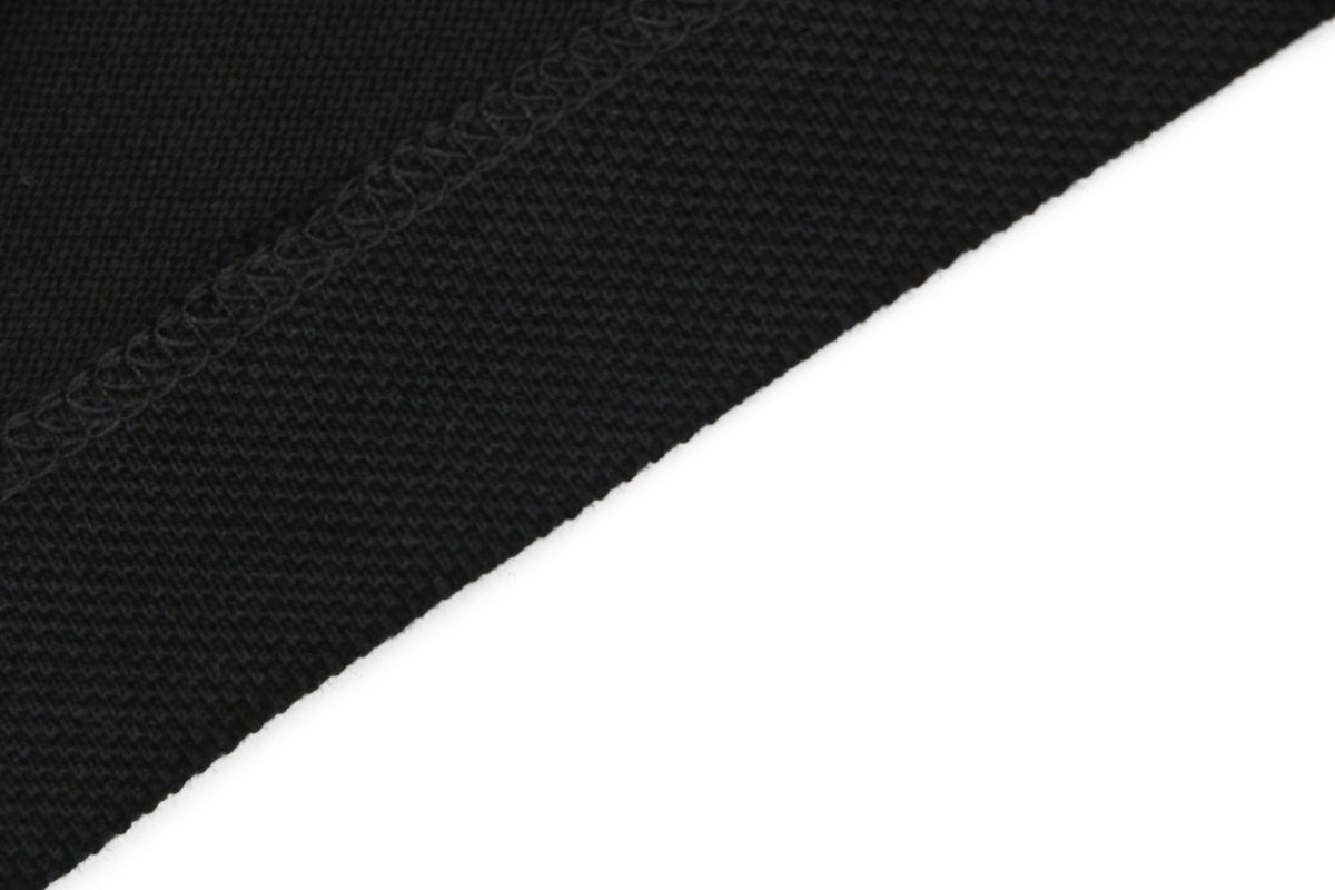 Moncler Woven Trim Button Piqué Polo Short Sleeve Tee Black