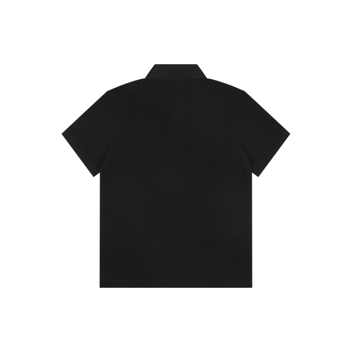 Moncler Woven Trim Button Piqué Polo Short Sleeve Tee Black