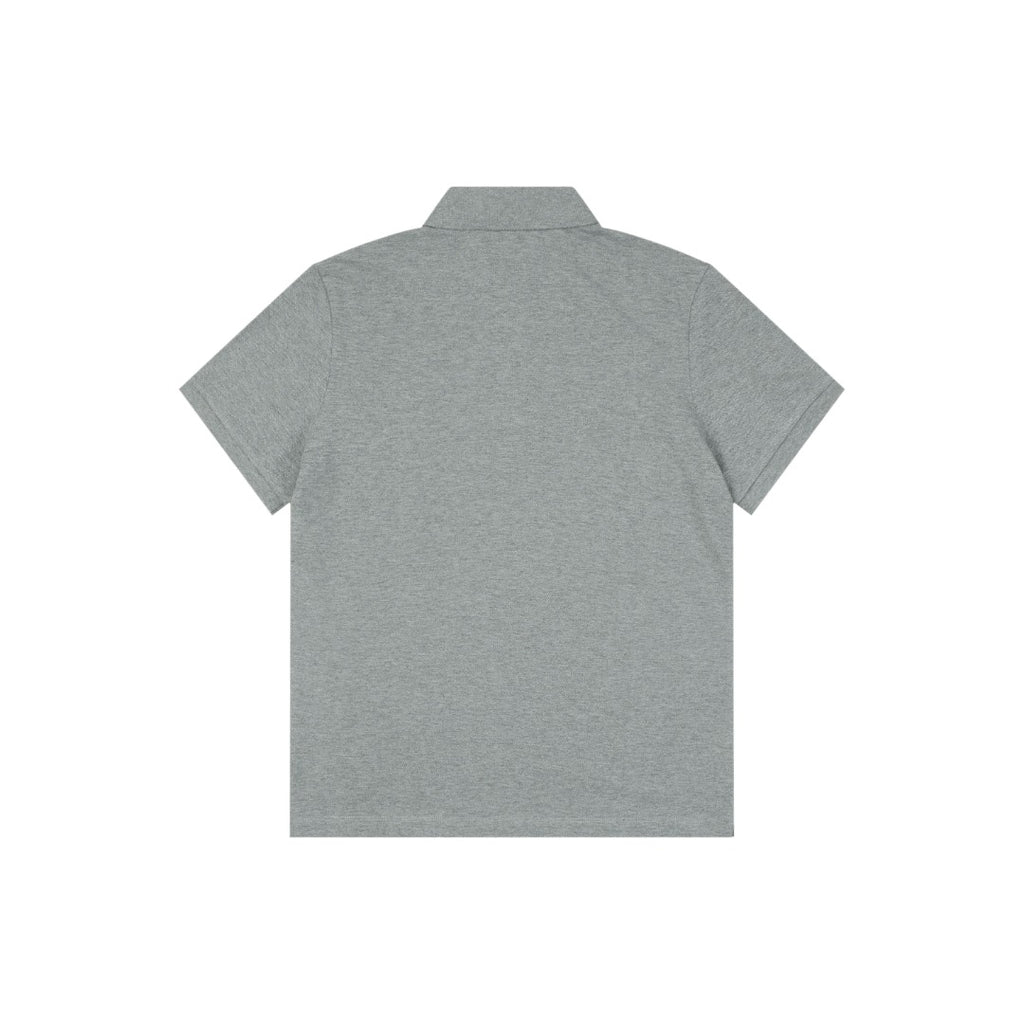 Moncler Woven Trim Button Piqué Polo Short Sleeve Tee Grey