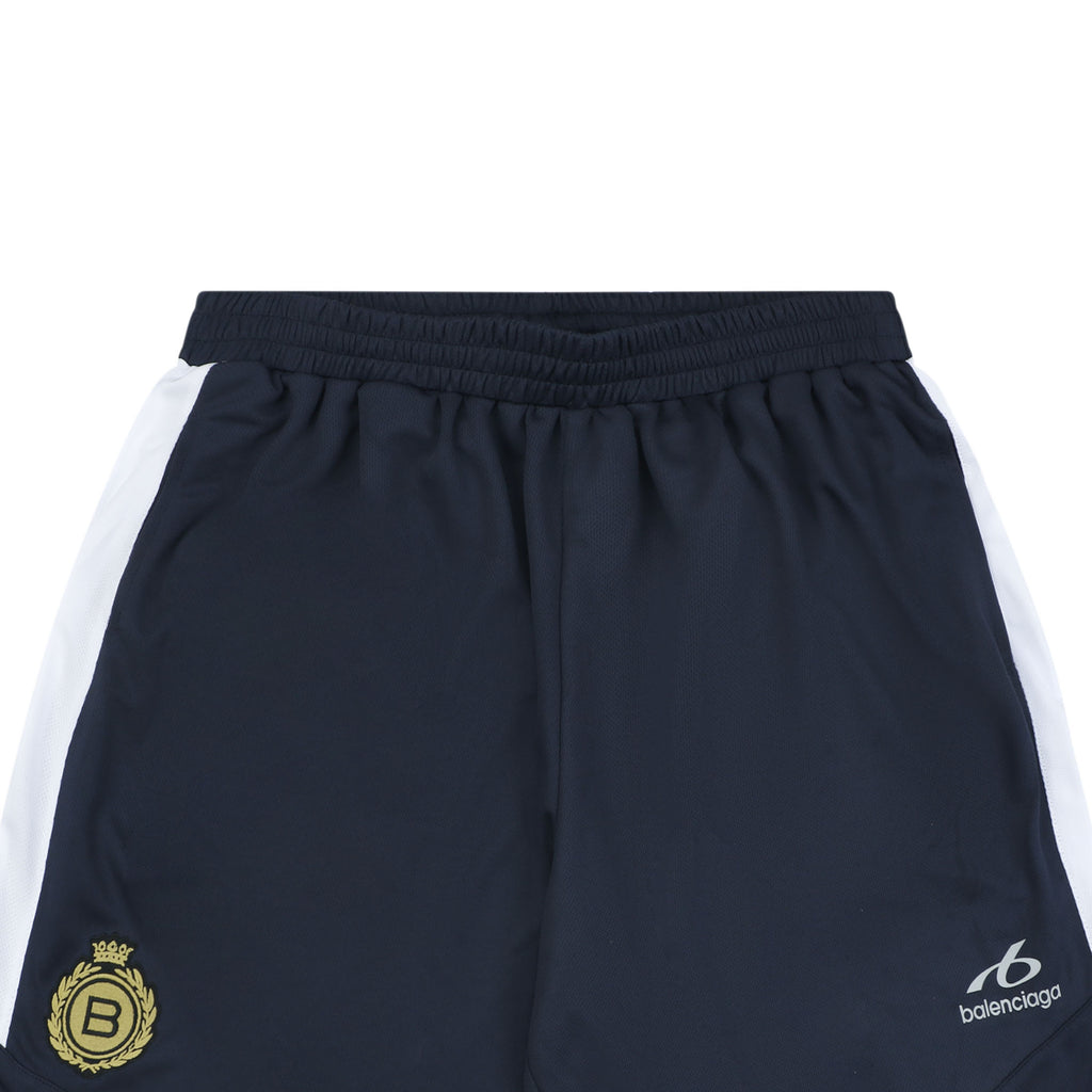 Balenciaga Wheat Spike B Crest Soccer Shorts Navy White