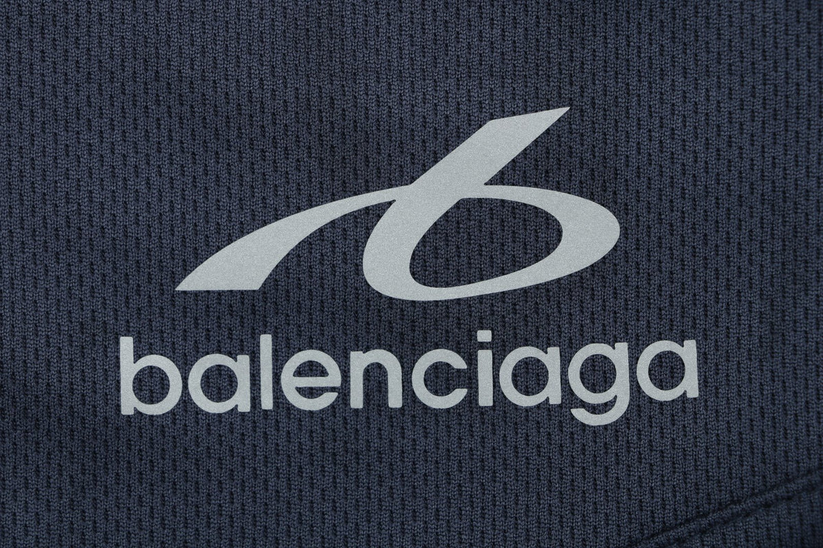Balenciaga Wheat Spike B Crest Soccer Shorts Navy White