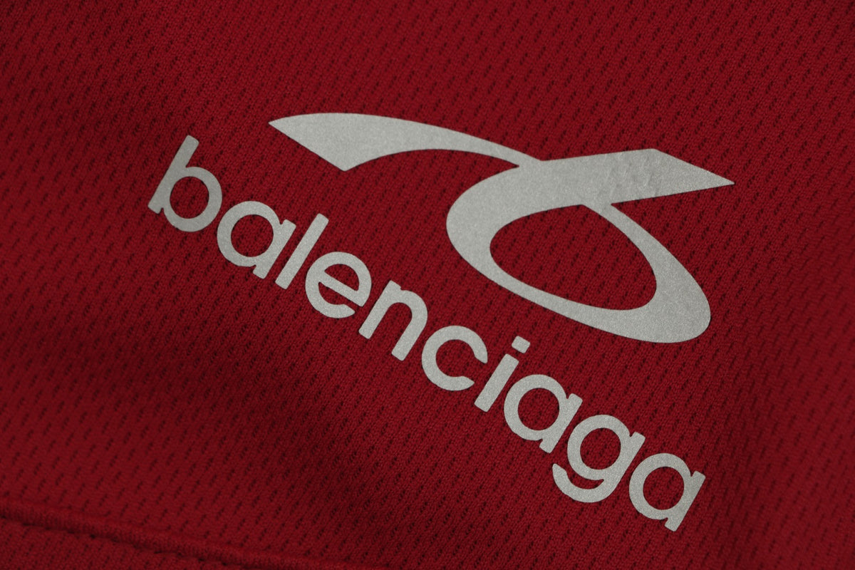 Balenciaga Wheat Spike B Crest Soccer Shorts Burgundy White