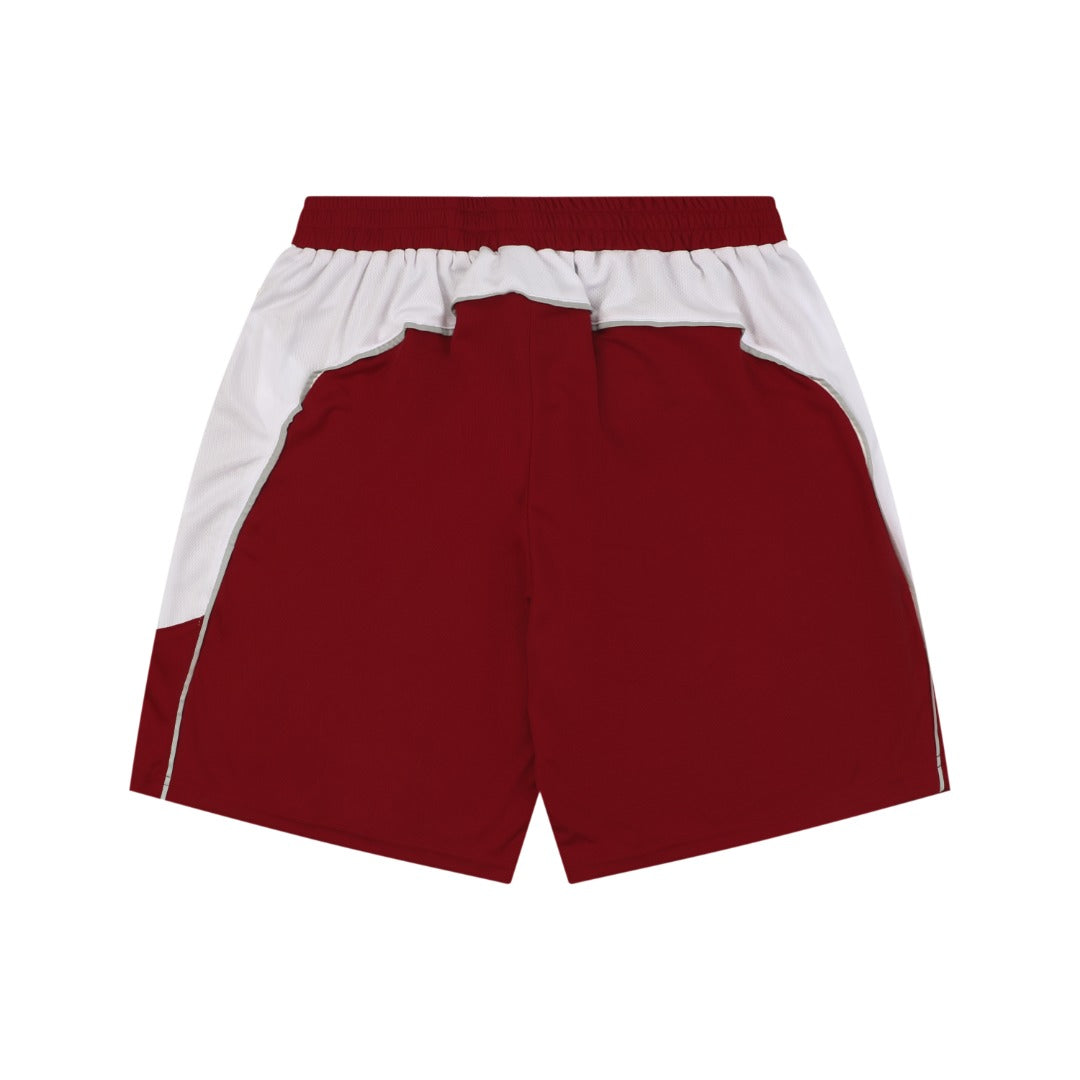 Balenciaga Wheat Spike B Crest Soccer Shorts Burgundy White