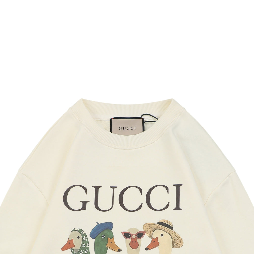 Gucci Duck Squad Cartoon Print Crew Neck Sweatshirt Cream