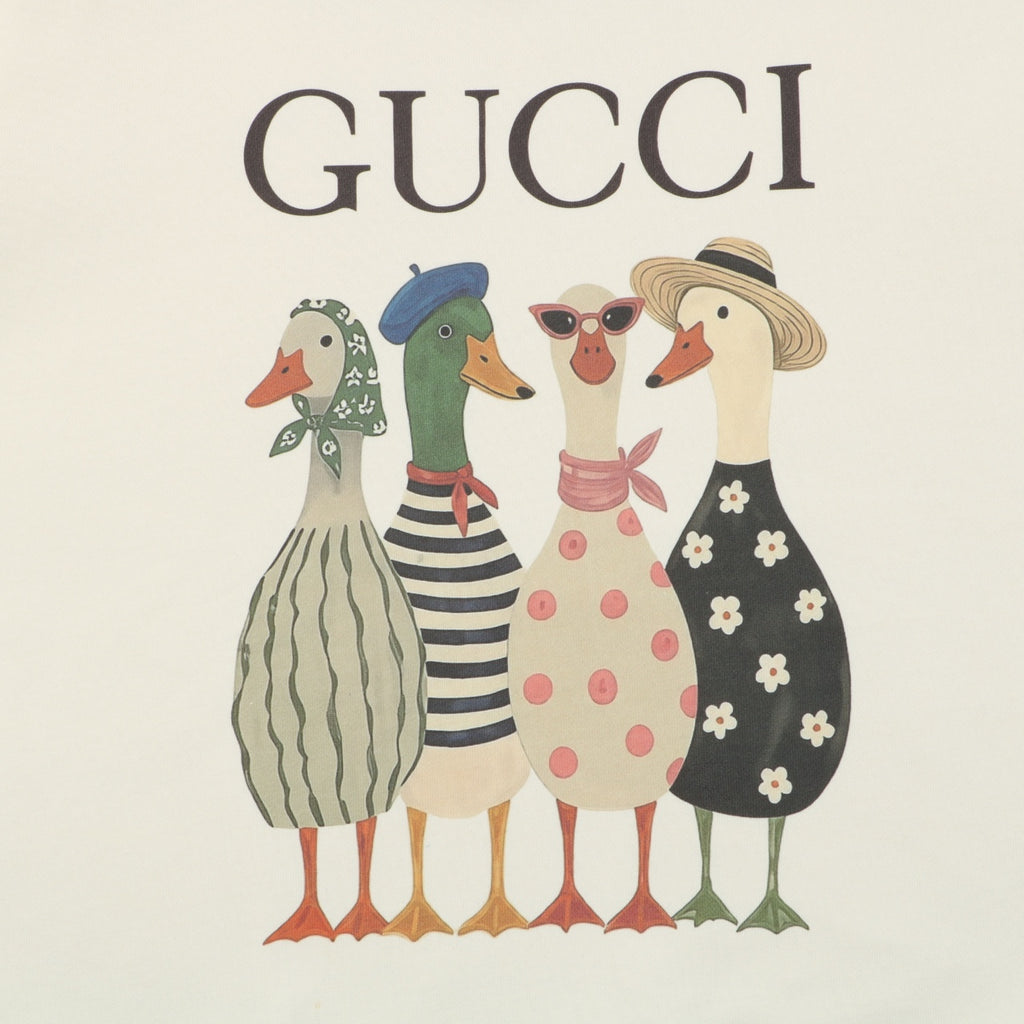 Gucci Duck Squad Cartoon Print Crew Neck Sweatshirt Cream