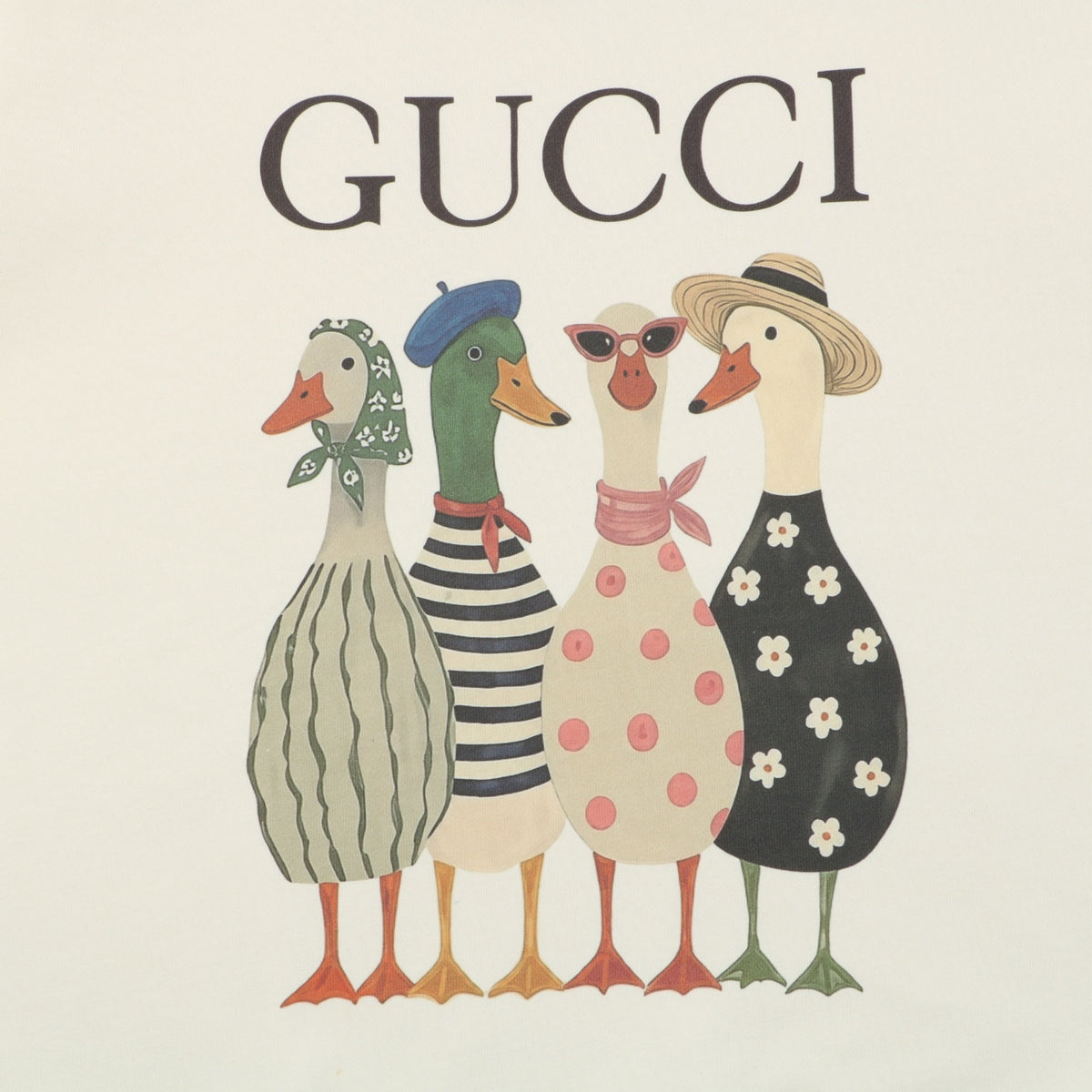 Gucci Duck Squad Cartoon Print Crew Neck Sweatshirt Cream