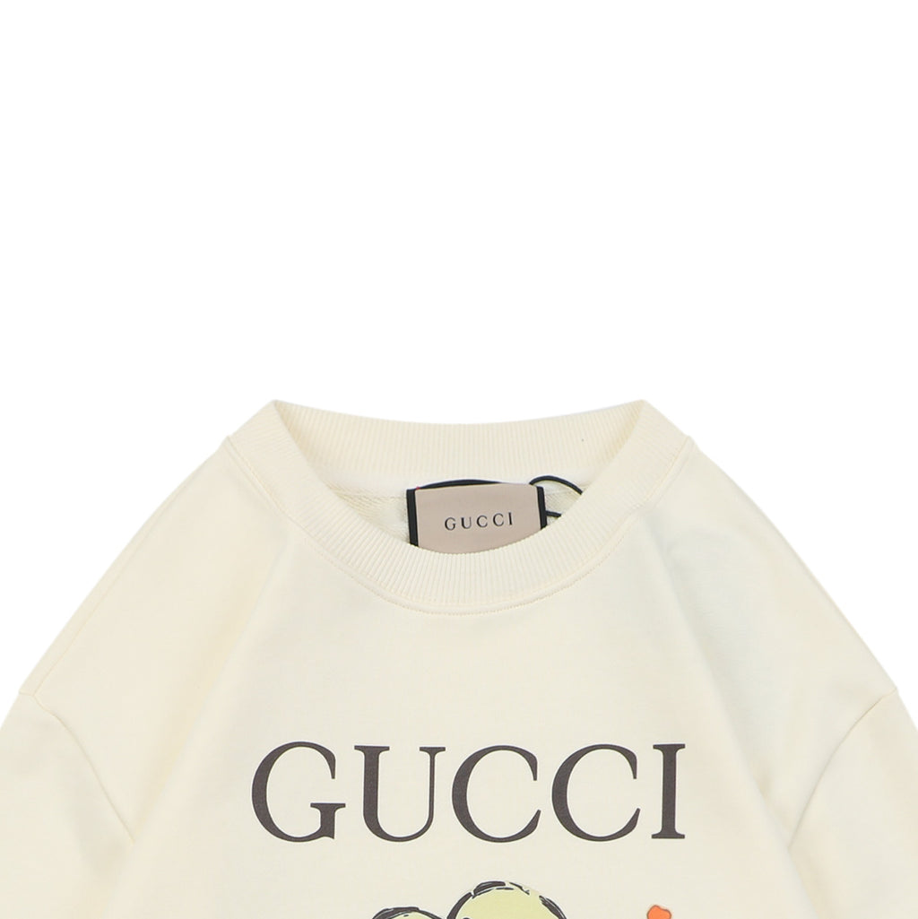 Gucci Daydream Dinosaur Cartoon Print Crew Neck Sweatshirt Cream