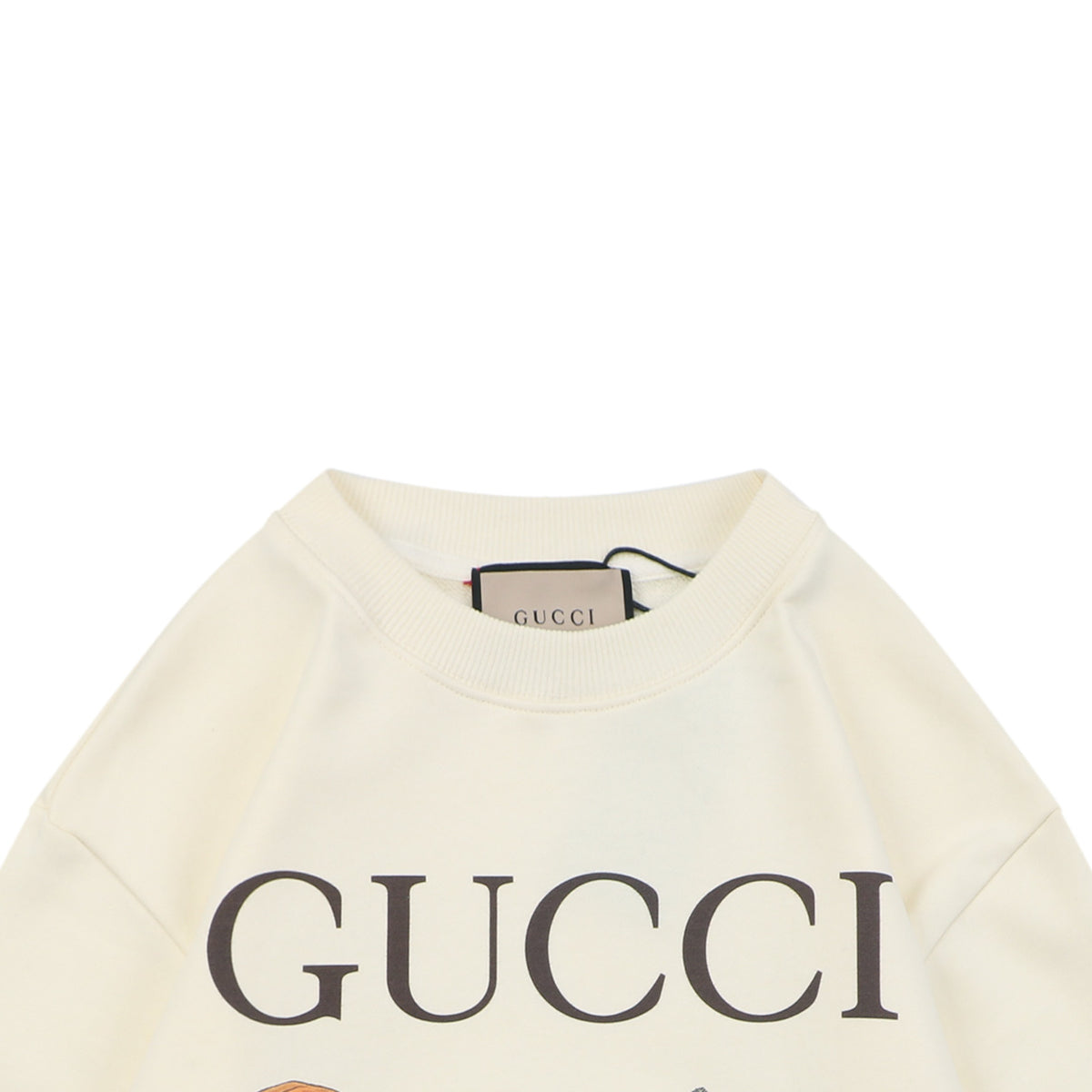 Gucci Red Boot Black Cat Print Crew Neck Sweatshirt | Ivory